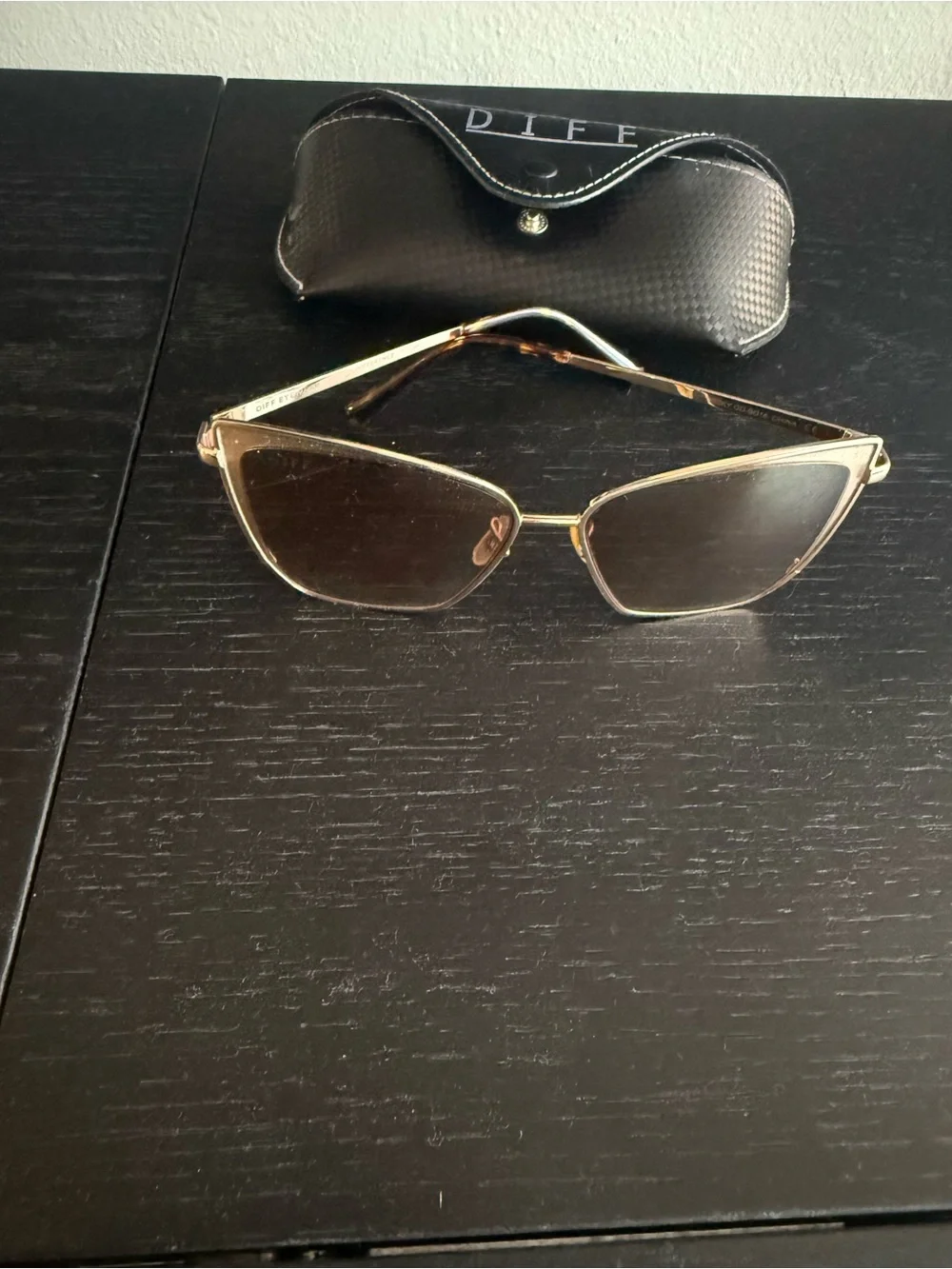 Diff Eyewear Women's Cat Eye Sunglasses Gold Frame Brown Lenses